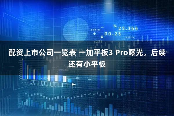 配资上市公司一览表 一加平板3 Pro曝光，后续还有小平板